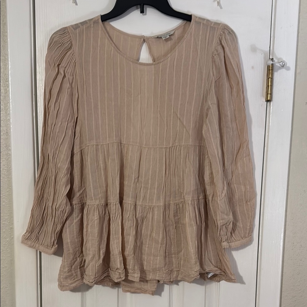 American Eagle Outfitters Beige Peplum Blouse